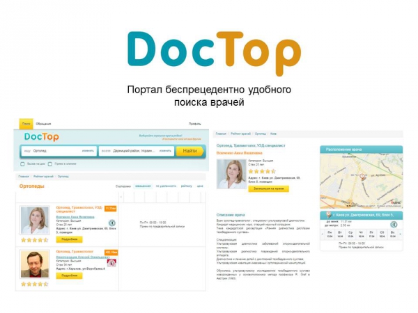 DocTop - Портал беспрецедентно удобного поиска врачей